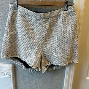 Free People High Waist Tweed Shorts - Black and White